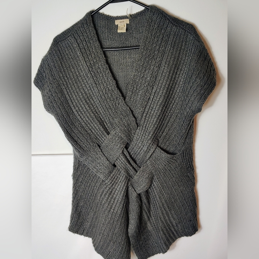Escio knitted sweater grey short sleeve large women's